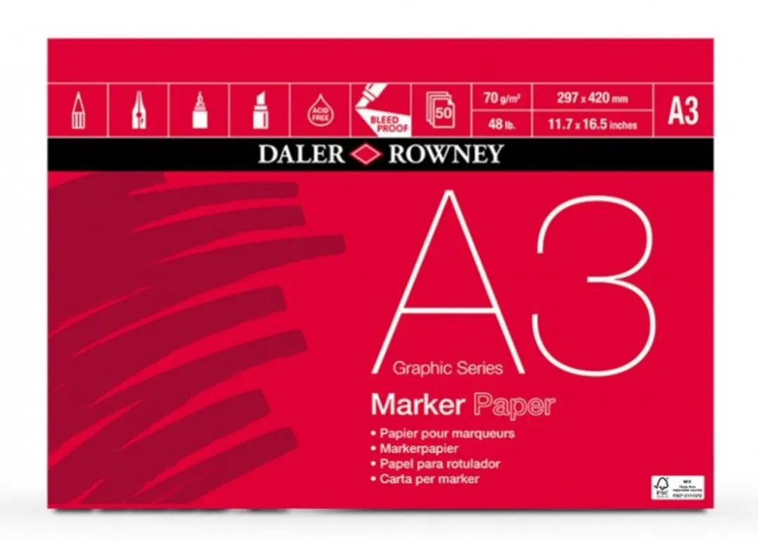 Daler-Rowney Graphic Series Marker Pad 70 gsm. A3