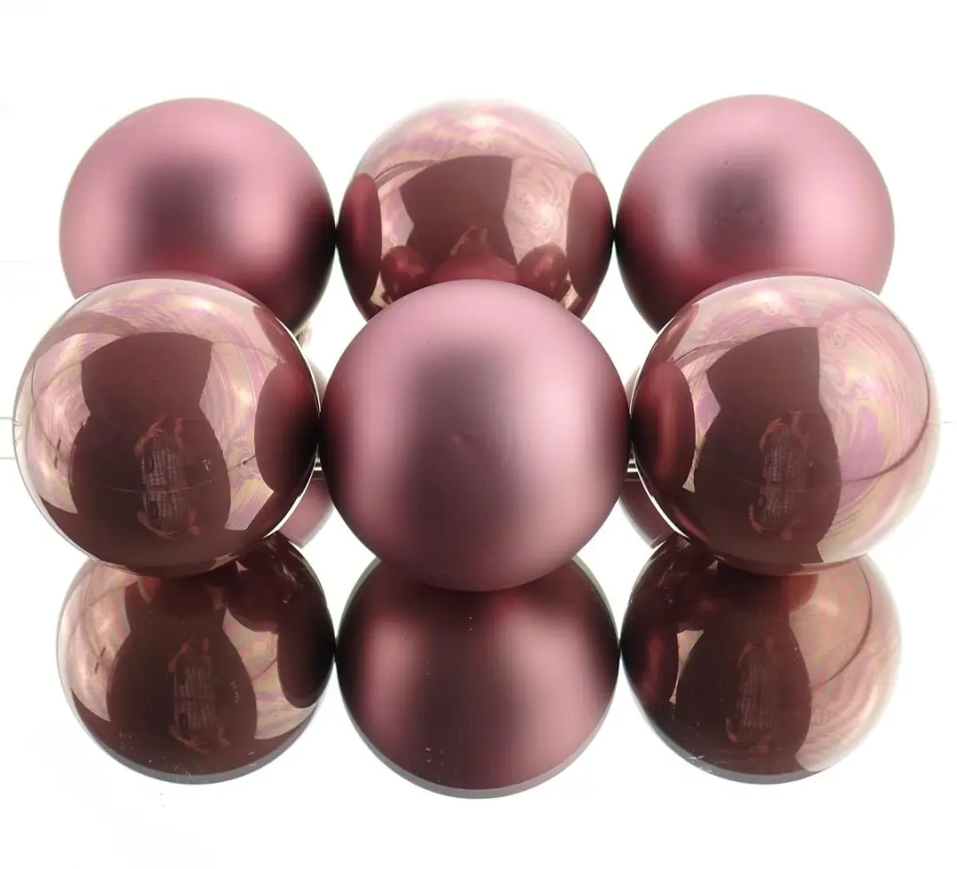 Decoris Kerstballen Glas Ø8cm - Velours Roze - 6 Stuks - afbeelding 2 van 2