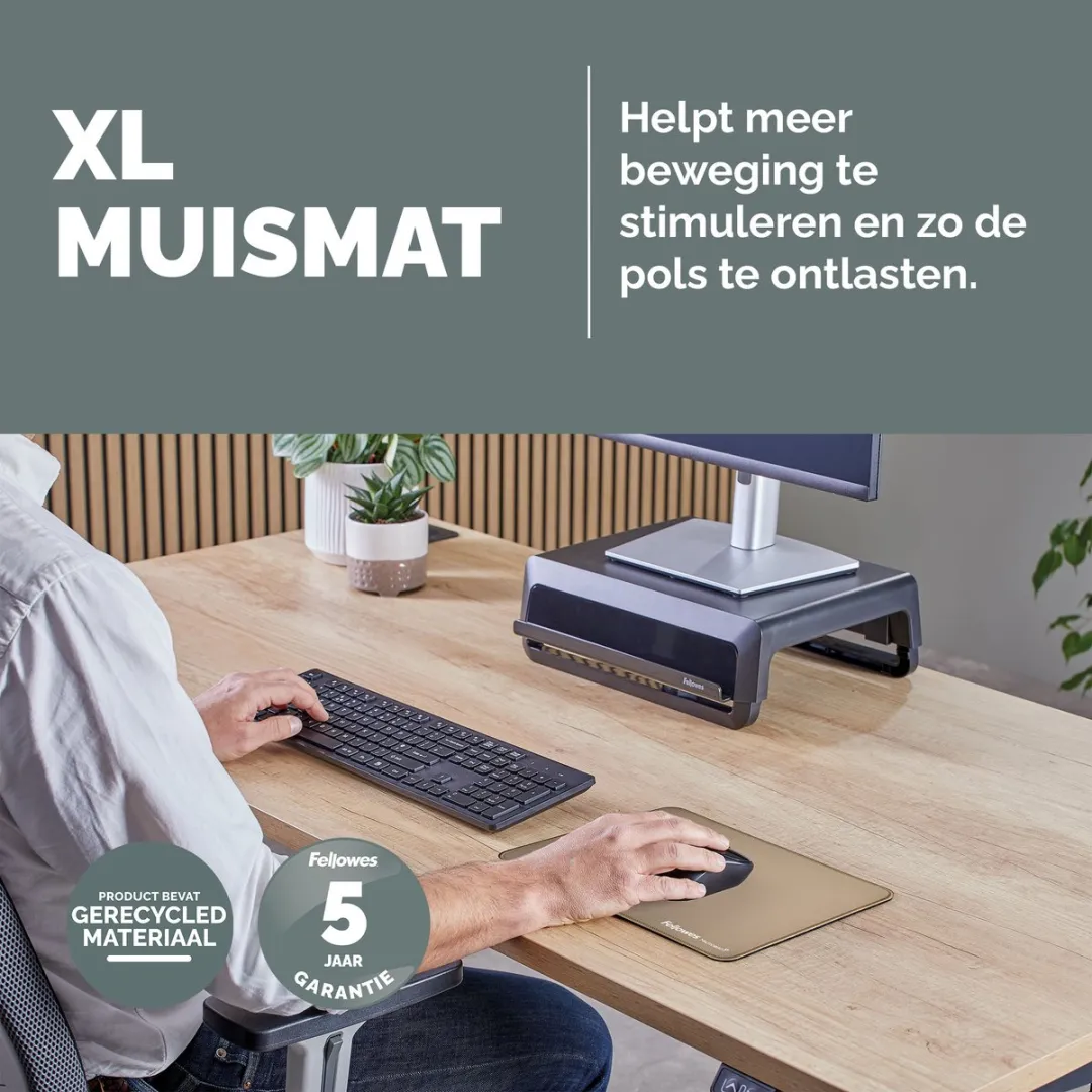 Fellowes Breyta Muismat XL - Beige - 83% Gerecycled