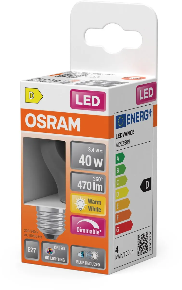 Osram Superstar LED Lamp E27 3.4W 47lm Warm Wit - CRI90