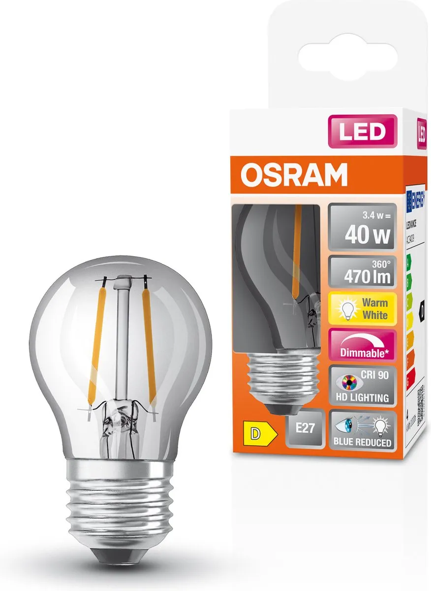 Osram Superstar LED Lamp E27 3.4W 47lm Warm Wit - CRI90