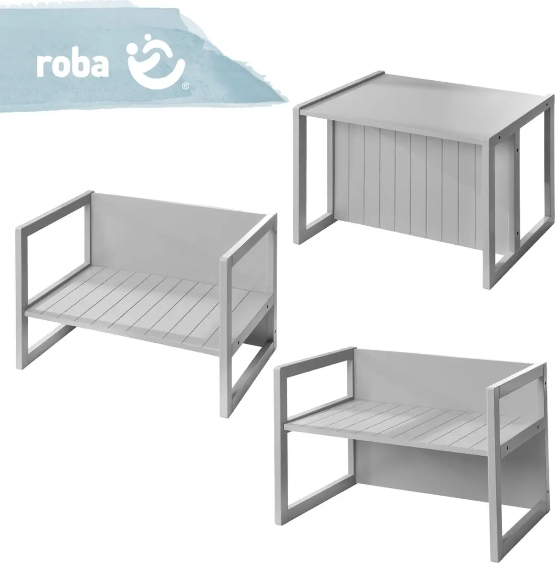 Roba Houten Kinderbankje Omvormbaar tot Tafel - Grijs - afbeelding 2 van 6