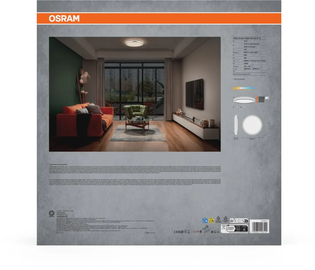 Osram Orbis Helman Plafondlamp 36W 2500lm - 485mm Zilver - afbeelding 6 van 6