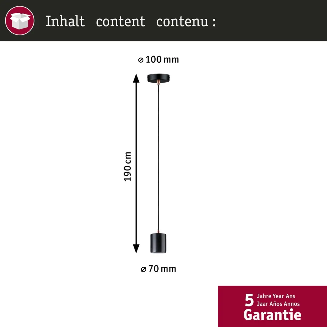 Paulmann Neordic Hanglamp Nordin E27 60W - Marmer/Zwart/Koper - afbeelding 6 van 6
