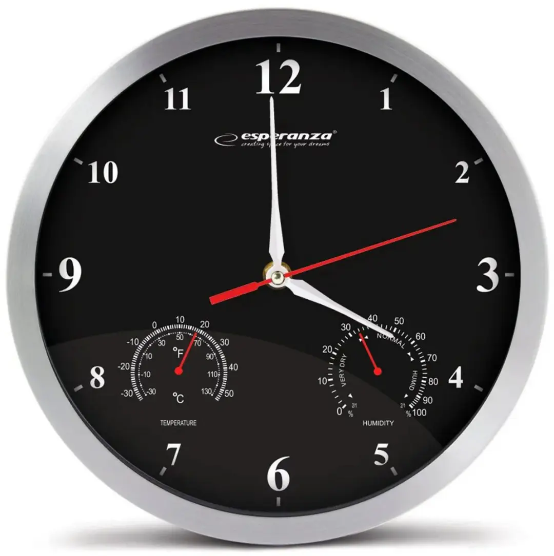 Esperanza Washington Wandklok EHC008K - Ø30cm - Zwart - afbeelding 3 van 3