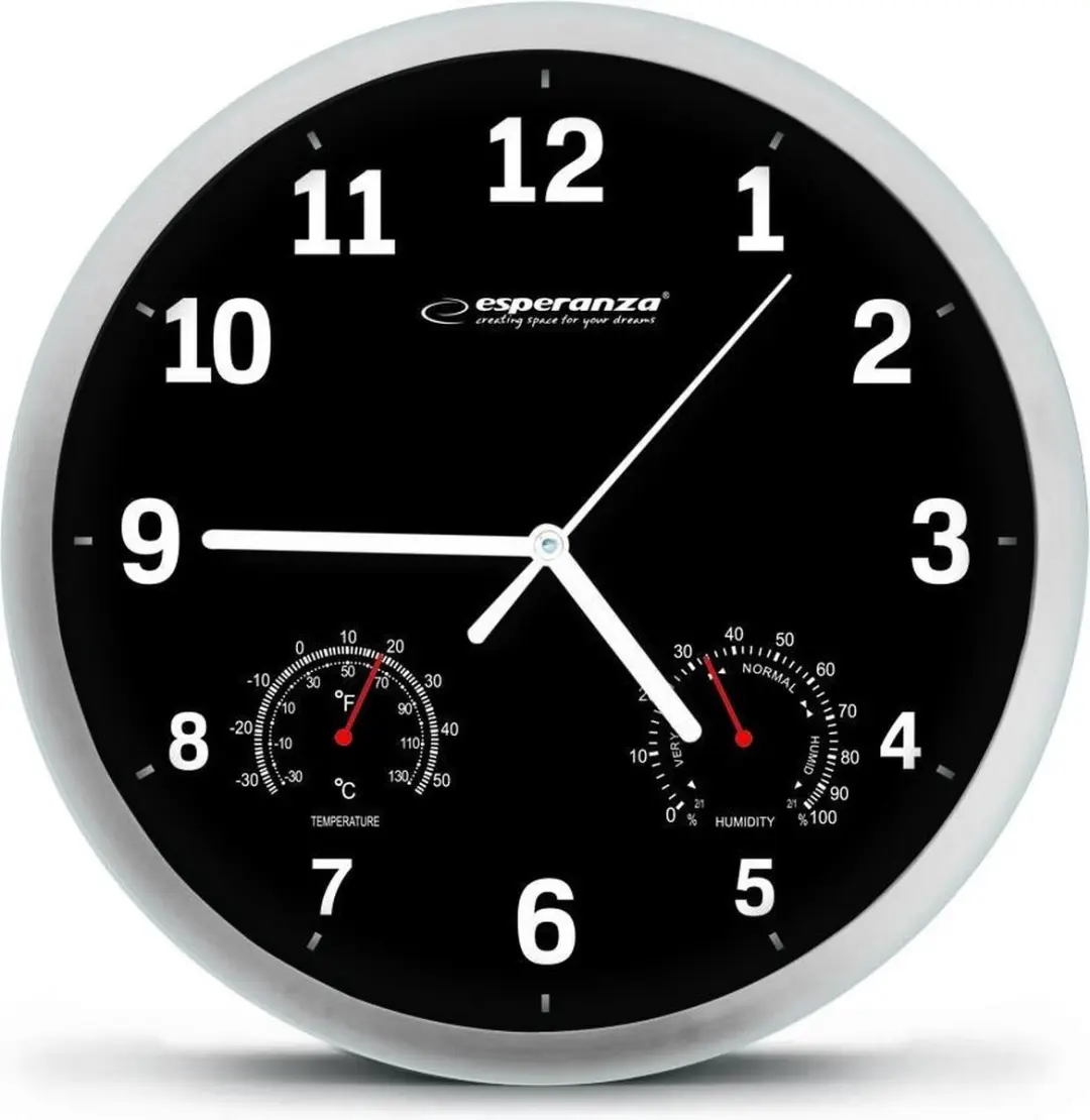 Esperanza Lyon Wandklok EHC016K - Zwart - Ø25cm
