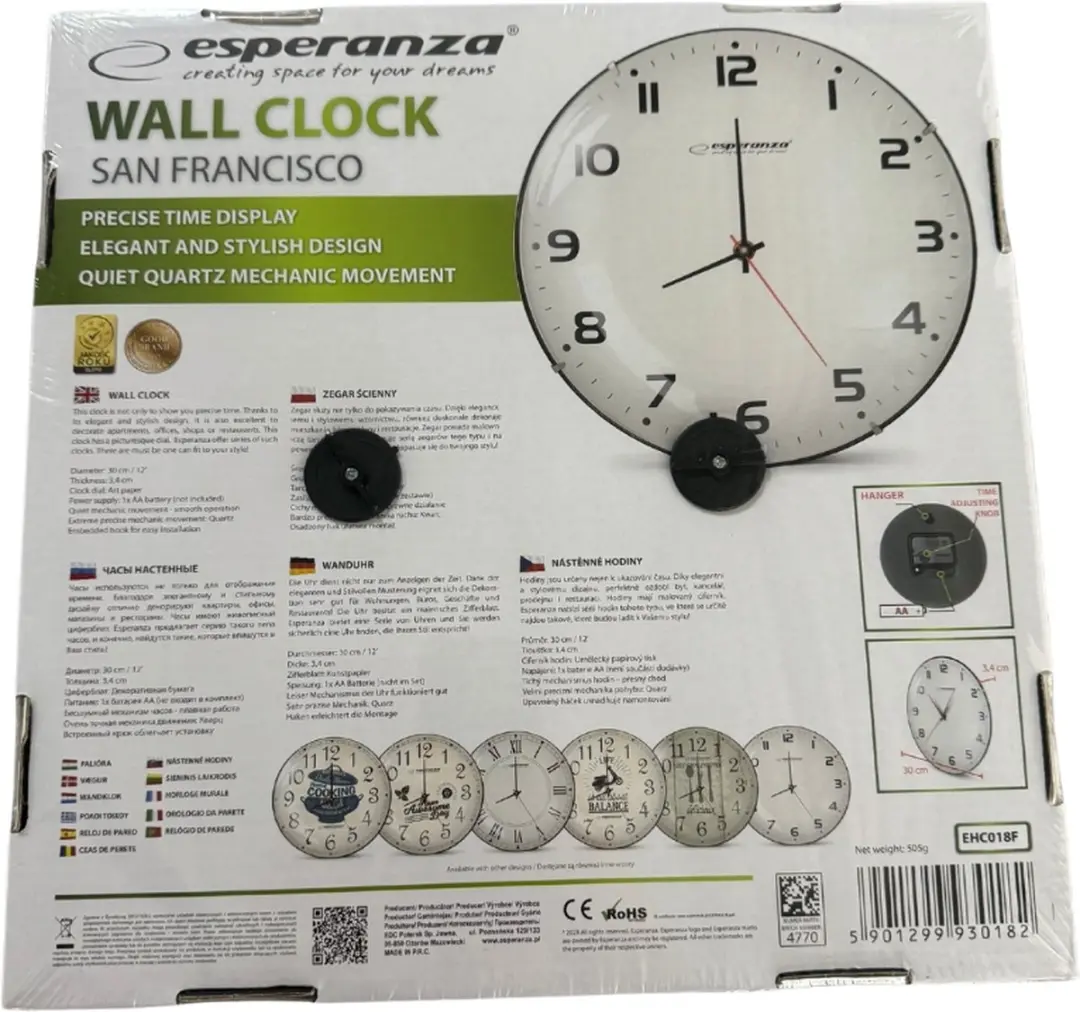 Esperanza San Francisco Wandklok EHC018F - 30cm - afbeelding 2 van 2