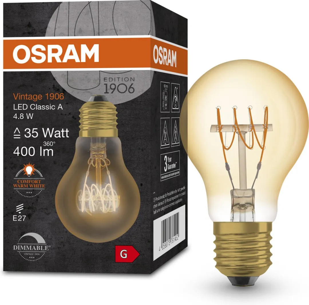 Osram LED-lamp E27 4.8W Warmwit 2200K - Goudkleurig