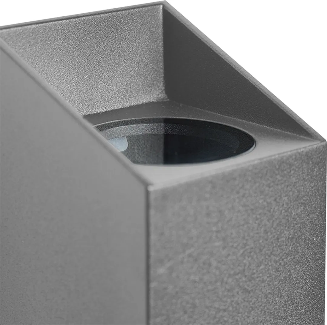 Nordlux Nico Square Wandlamp 2xGU10 22cm - Antraciet