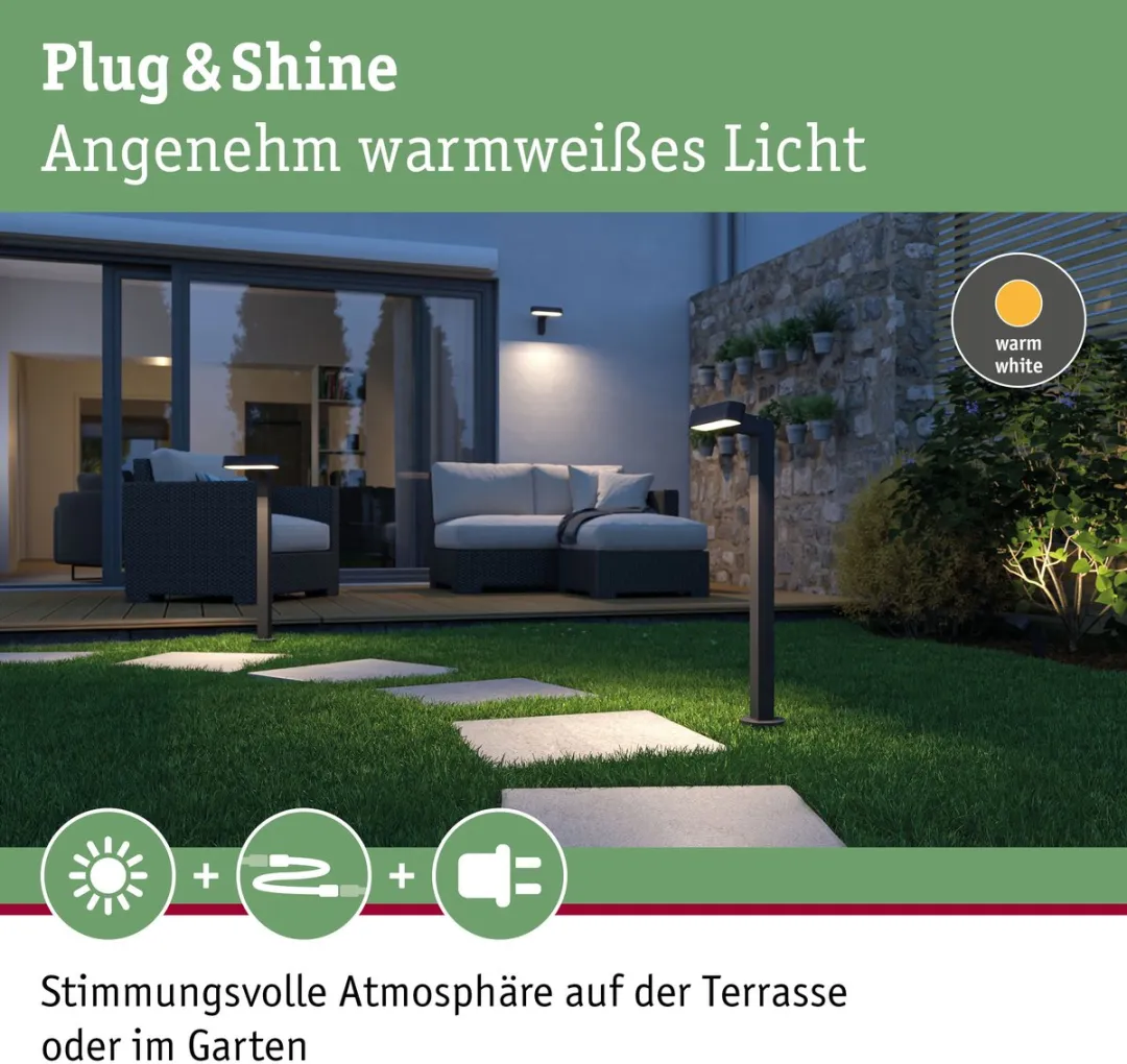 Paulmann Plug & Shine Ito LED Bolderlamp 6W 3000K - Antraciet