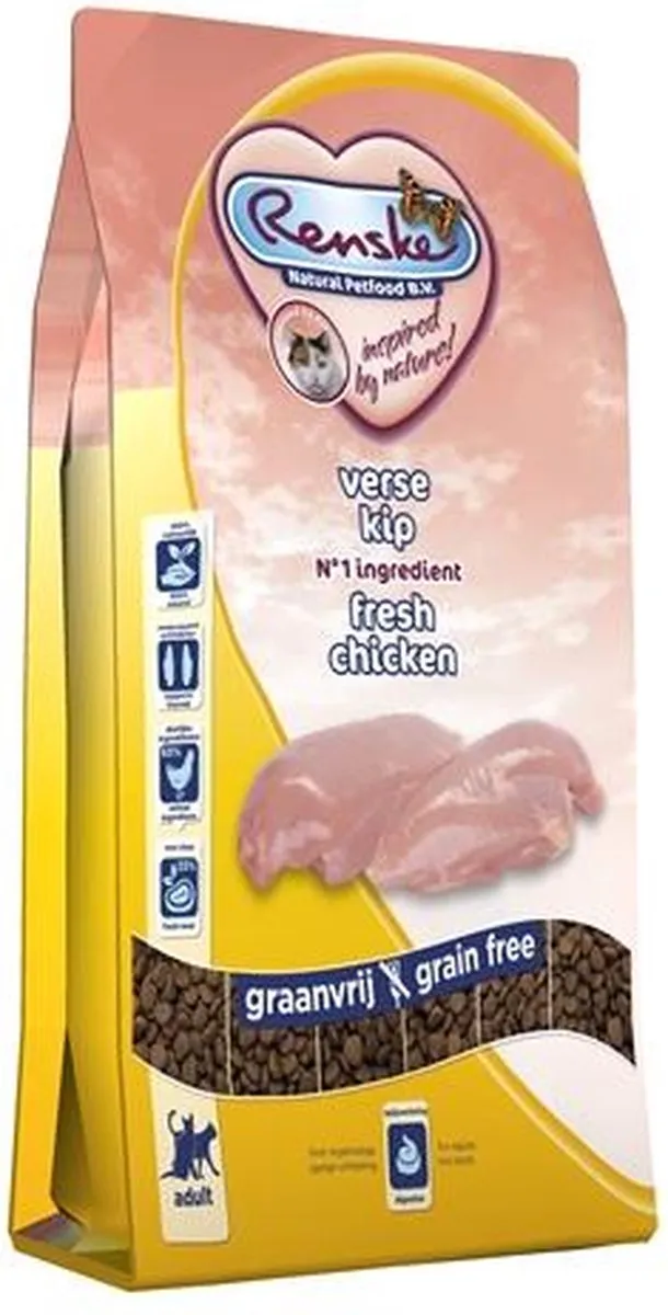 Renske Kat Adult Verse Kip Kattenvoer 400g - 2 Stuks