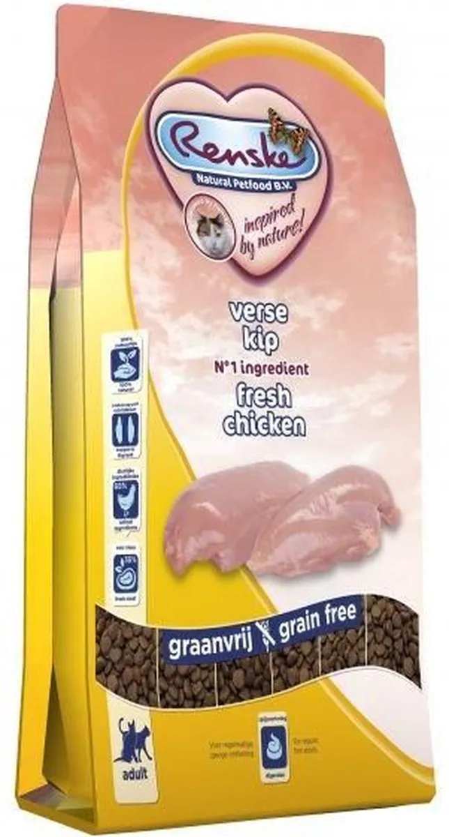 Renske Kat Adult Verse Kip Kattenvoer 400g - 2 Stuks