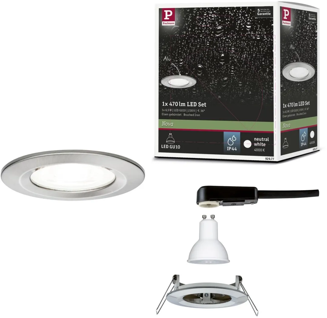 Paulmann Nova Star LED Inbouwlamp 6,5W 470lm GU10 4000K - Staal geborsteld