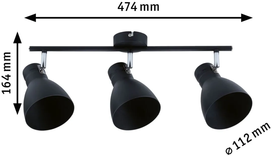 Paulmann Spotlight Davy E27 3x20W - Zwart - afbeelding 6 van 6