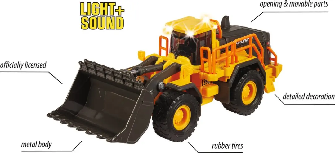 Majorette Volvo Wiellader - 21 cm - Licht en Geluid - afbeelding 6 van 6