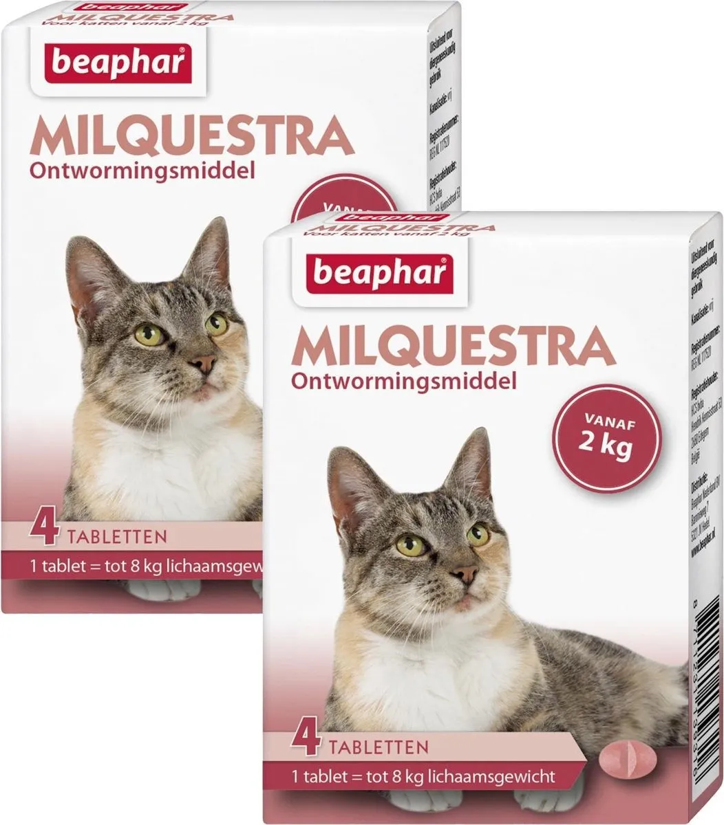 Beaphar Milquestra Kat Anti-wormen 2x4 tabletten