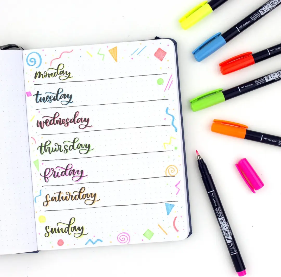 Tombow Fudenosuke Brush Pen Hard Neon - Set van 6 - afbeelding 6 van 6