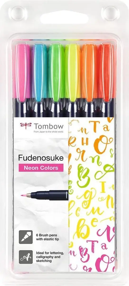 Tombow Fudenosuke Brush Pen Hard Neon