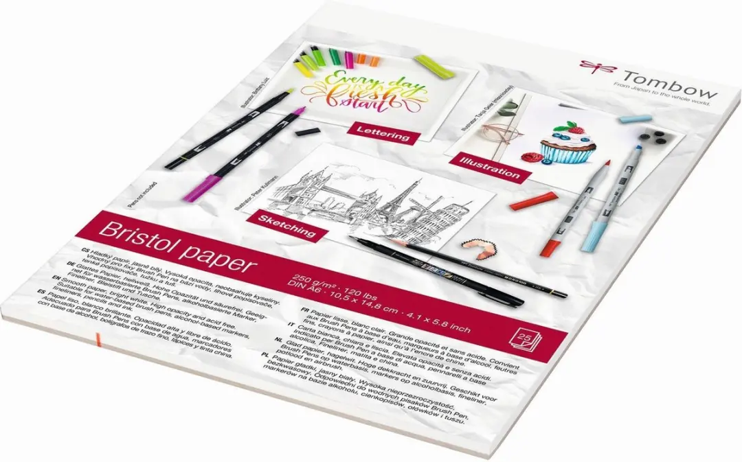 Tombow Bristol Tekenpapier A4 - Glad Papier - 250g - 25 Vel - afbeelding 6 van 6
