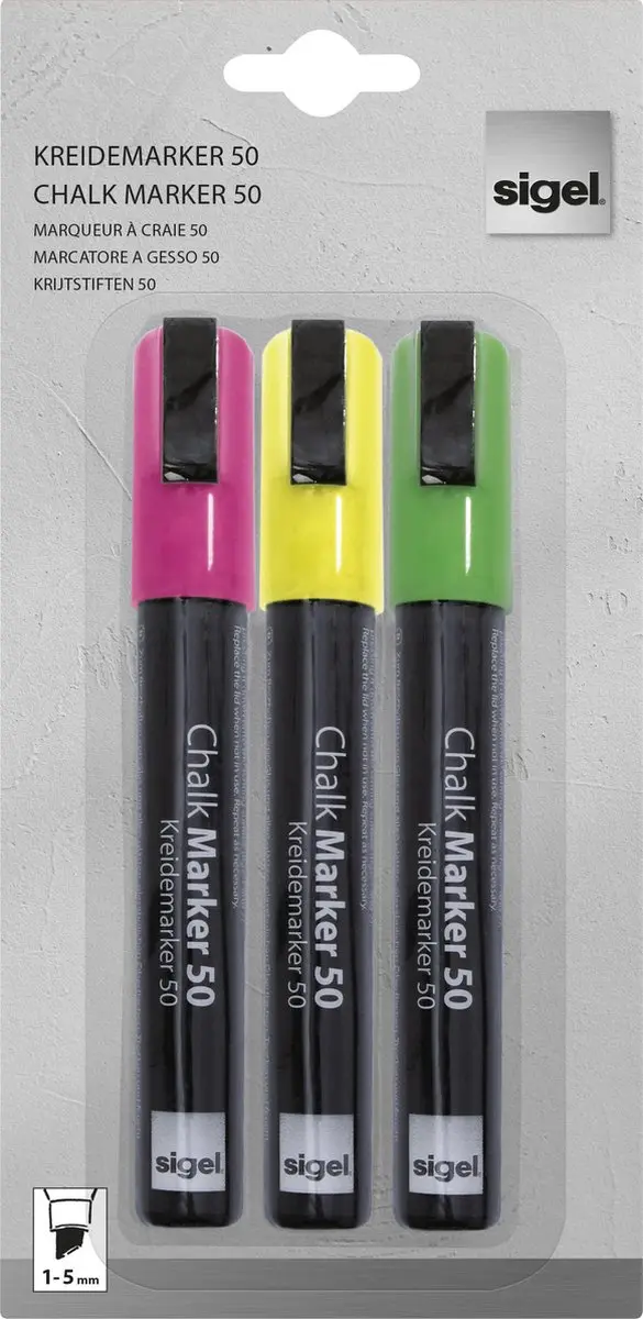 Sigel Krijtstift Beitelpunt 1-5mm - 3 Stuks Assorti - afbeelding 4 van 4