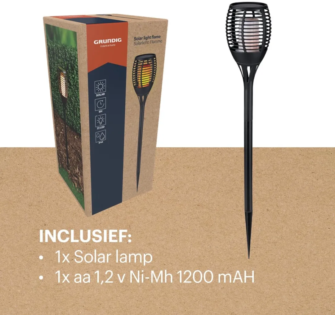 Grundig Solar Tuinfakkel 72cm - Zwart