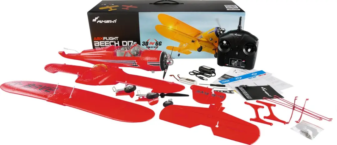 Amewi AMXFlight Beech D17s RC Vliegtuig 24143 - Rood - afbeelding 6 van 6