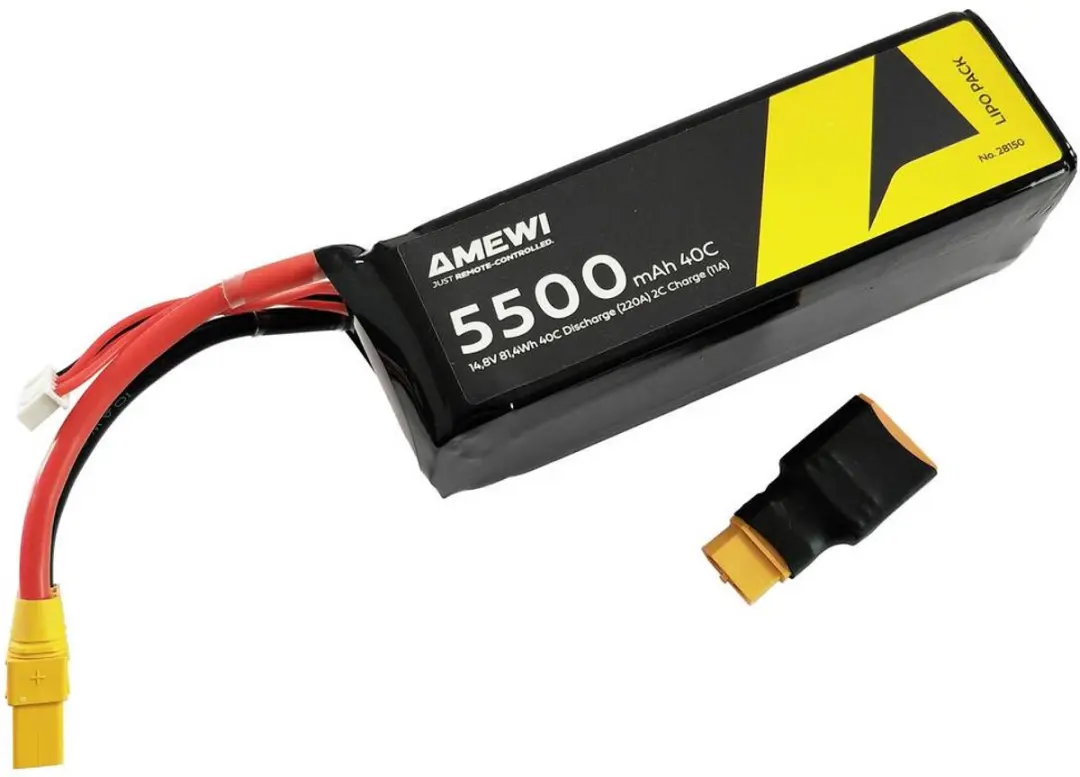 Amewi 28150 LiPo Accupack 14.8V 5500mAh XT90 - Zwart/Geel - afbeelding 2 van 3