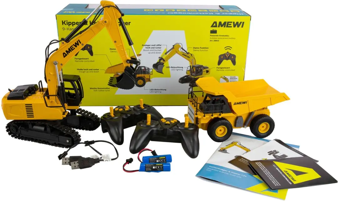 Amewi 22710 2-in-1 RC Kipper & Kettenbagger Set 1:24 - afbeelding 5 van 6