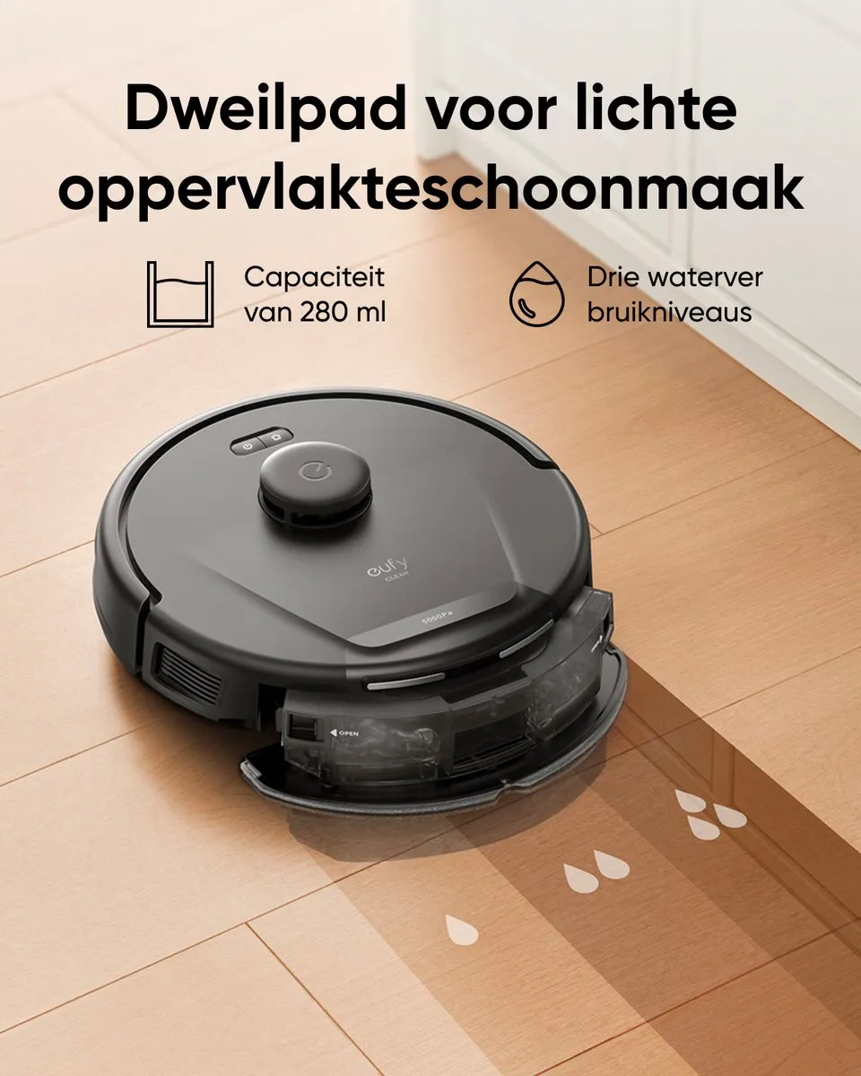eufy Clean L60 Hybrid Robotstofzuiger met dweilfunctie - Robot Vacuum - 5.000 Pa Zuigkracht, Bestuurbaar via smartphone