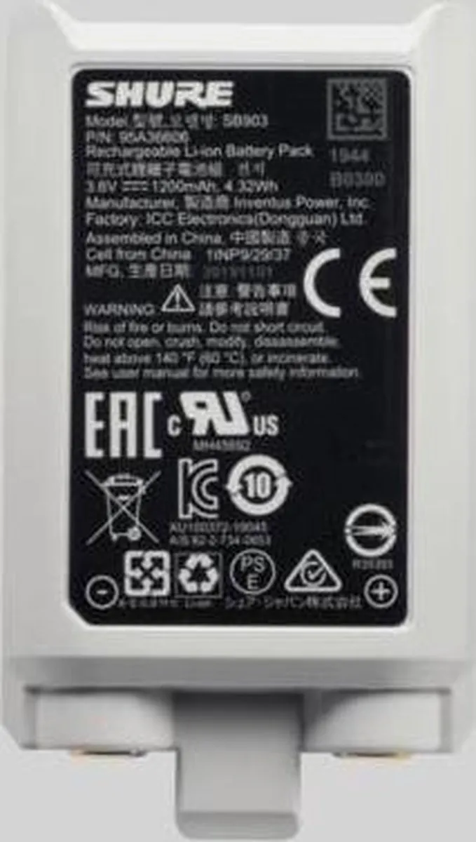Shure SB903 Accessoire Draadloos Systeem