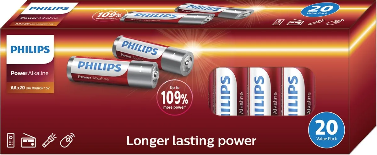 Philips Power Alkaline AA Batterijen