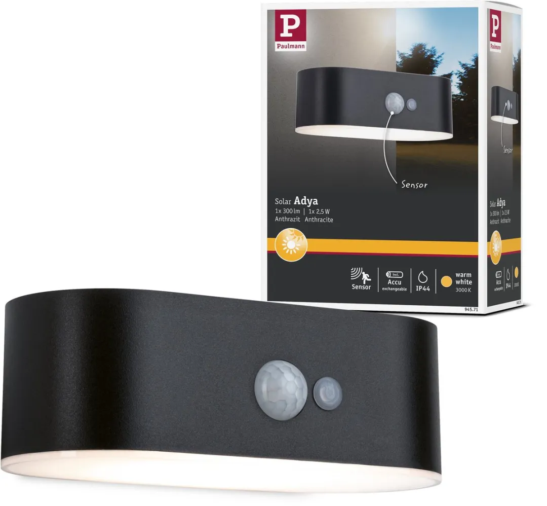 Paulmann Adya Solar LED Wandarmatuur - Bewegingsmelder IP44 200lm
