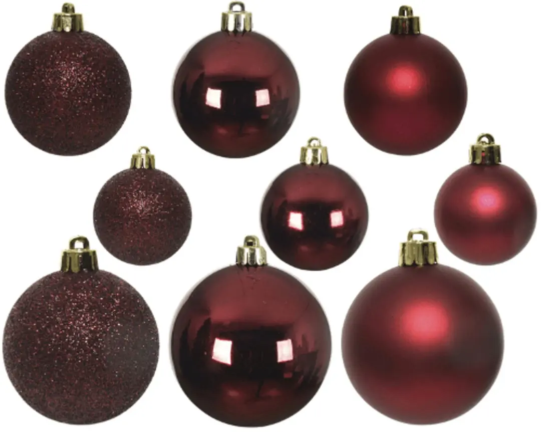 Decoris Kerstbal Set Plastic Ossenbloed - 30 stuks - afbeelding 2 van 4