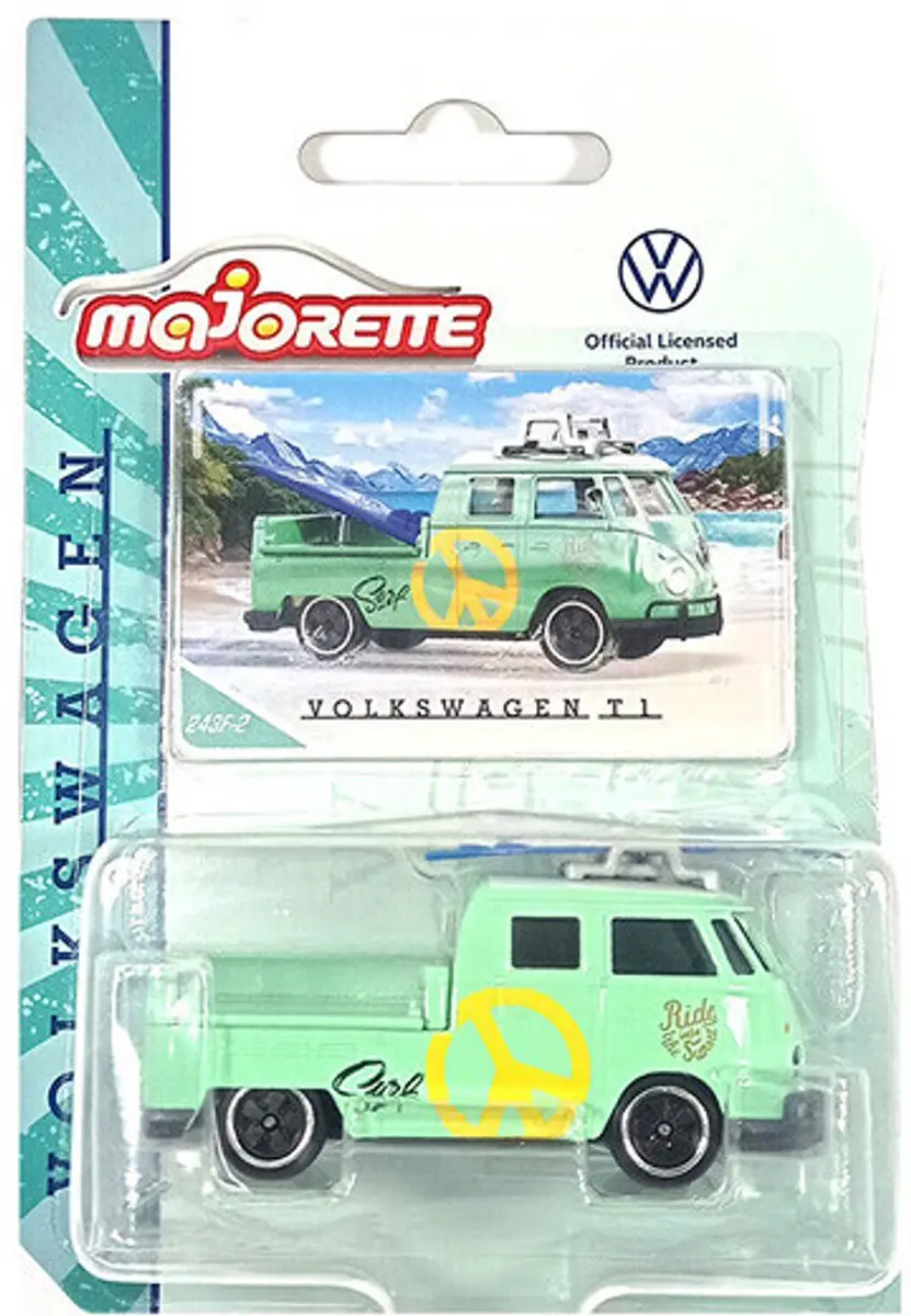 MAJORETTE VW T1 PICKUP SURFPLANK LICHTGROEN VW ORGINALS PREMIUM 1:63 VINTAGE