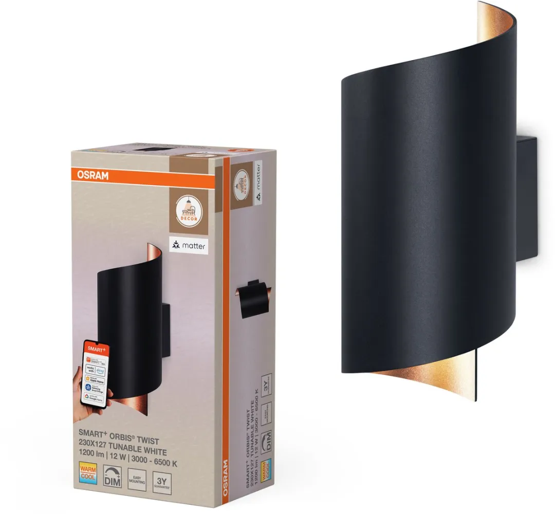 Osram SMART+ Matter Wall Twist Wandlamp 12W 700lm - Zwart
