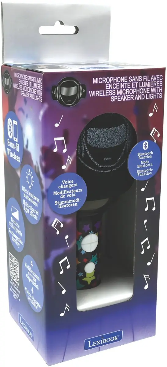 Lexibook Bluetooth Karaoke Microfoon - Zwart - afbeelding 2 van 6