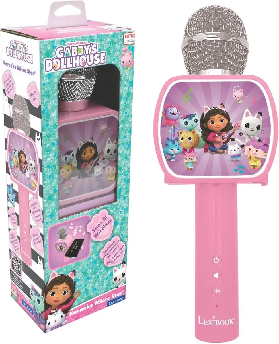 Gabby’s Dollhouse Draadloze Microfoon met luidspreker, stemvervormer, uitschui