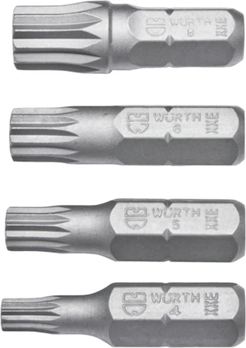 Würth XZN Veeltandbits Assortiment 4-delig