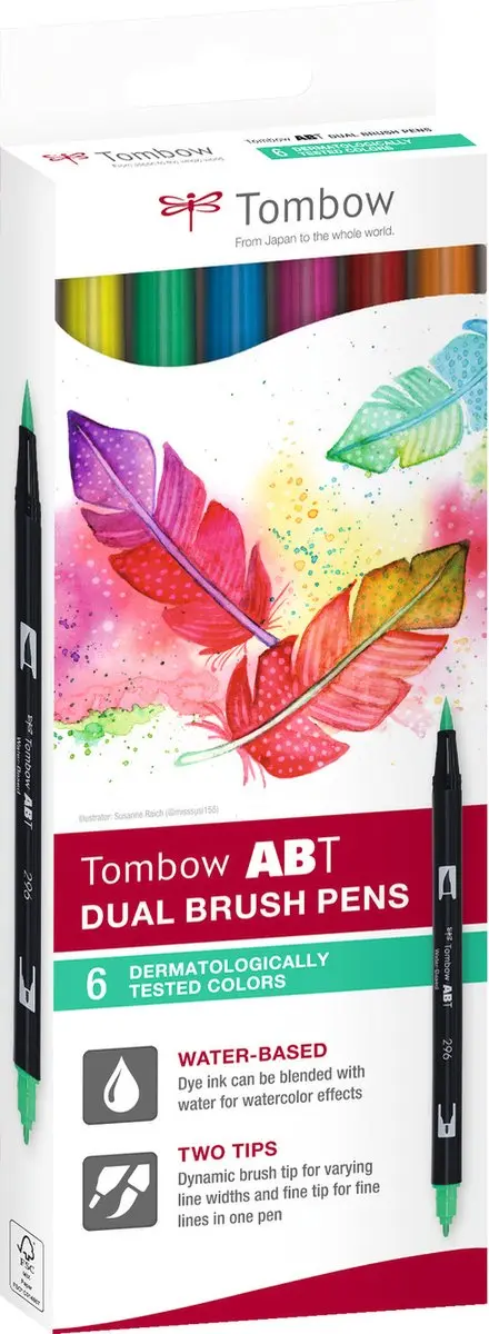 Tombow ABT Dual Brush Brushpennen Set van 6