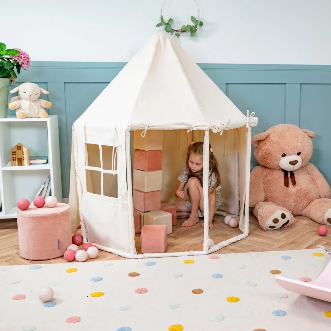 KiddyMoon Speeltent 200 Ballen - Pastel Beige/Zalm/Wit