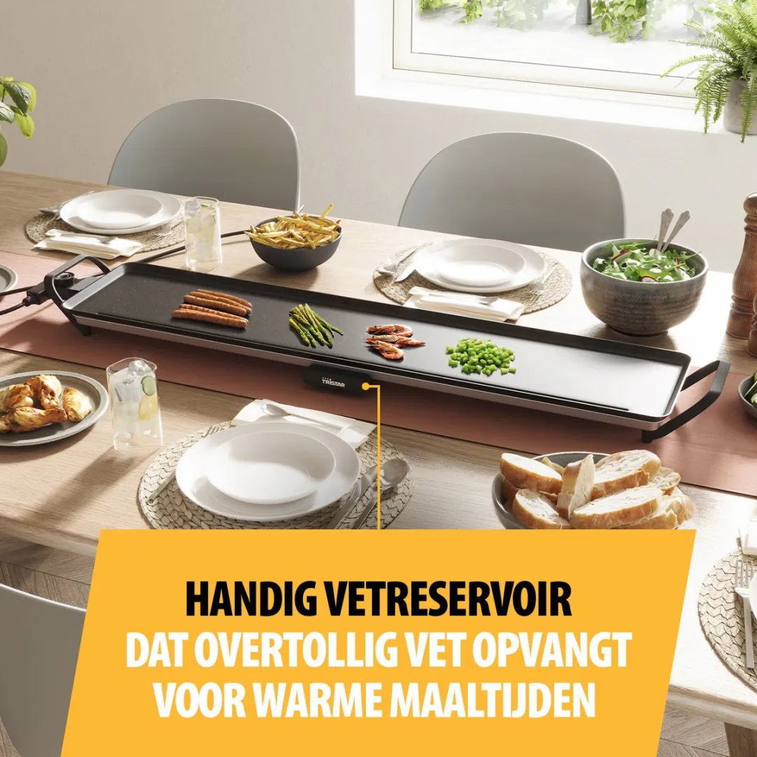 Tristar BP-2670 Tafelgrill XXL 1800W - 100x23cm - Zwart - afbeelding 4 van 6