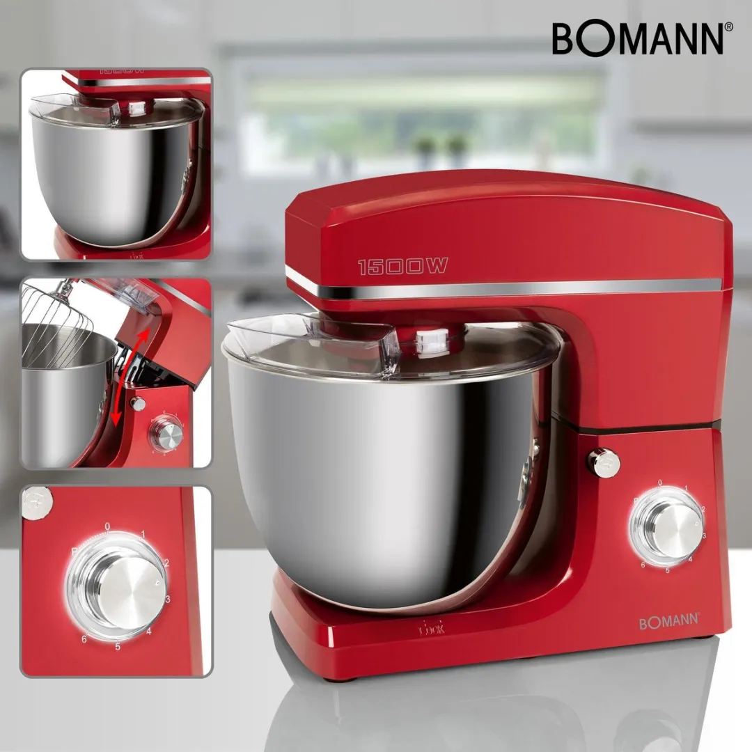 Bomann KM 6036 CB Keukenmachine 1500W - 10L - Rood - afbeelding 2 van 6