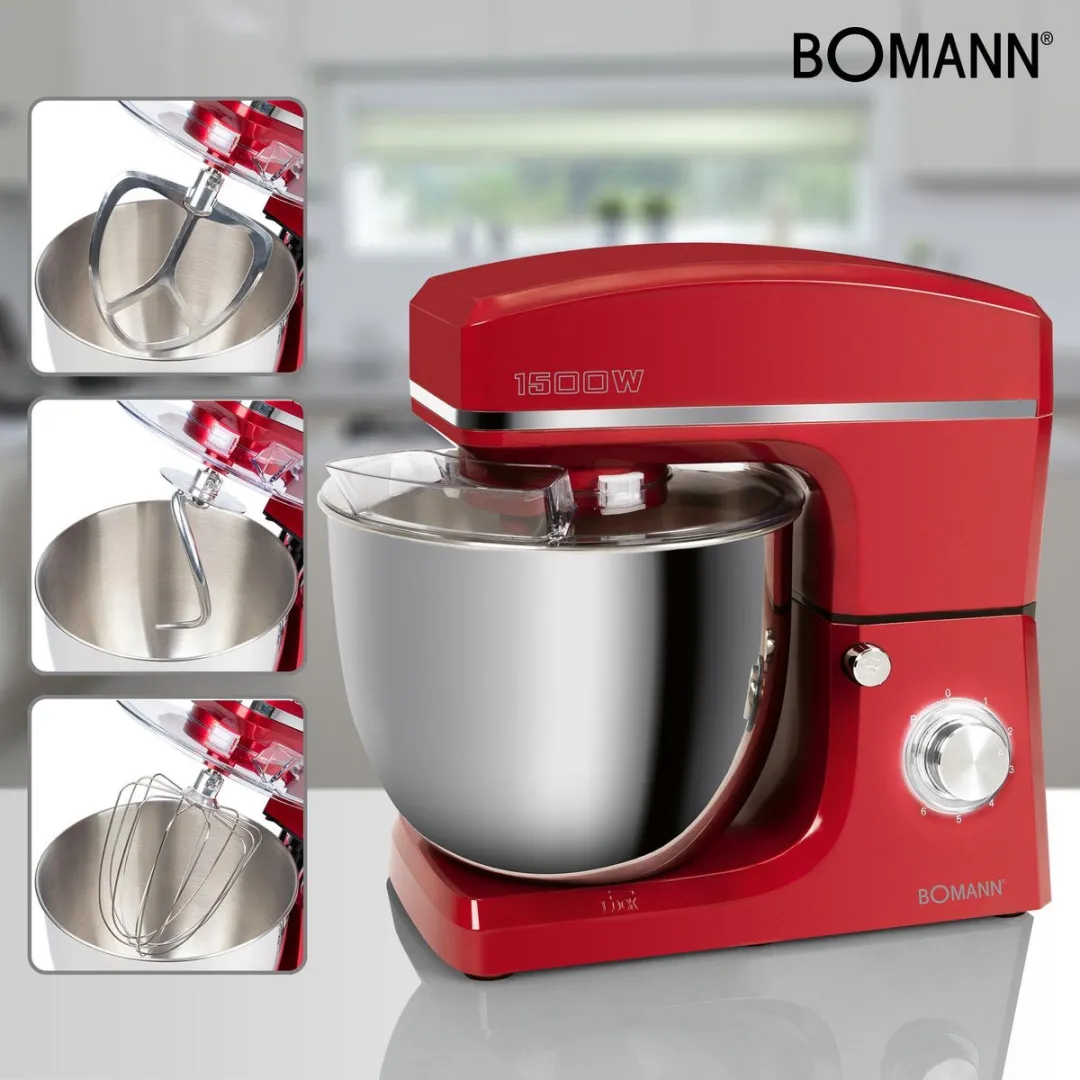 Bomann KM 6036 CB Keukenmachine 1500W - 10L - Rood - afbeelding 3 van 6