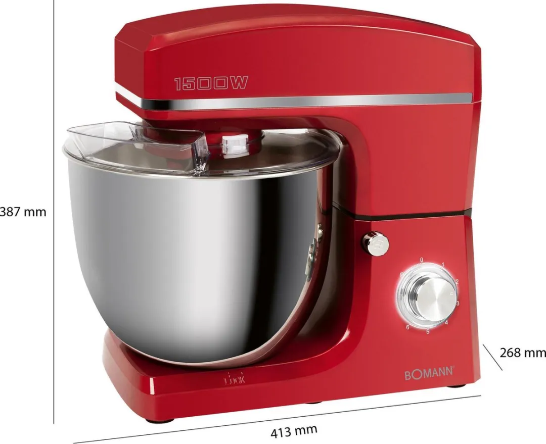 Bomann KM 6036 CB Keukenmachine 1500W - 10L - Rood - afbeelding 6 van 6