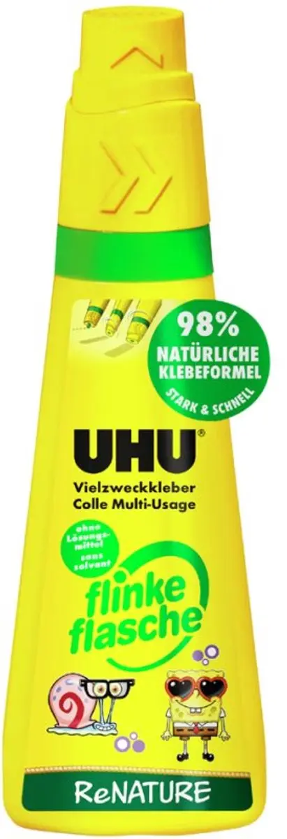 UHU alleslijm flinke fles ReNATURE, navulbaar, Spongebob motief, 40 g