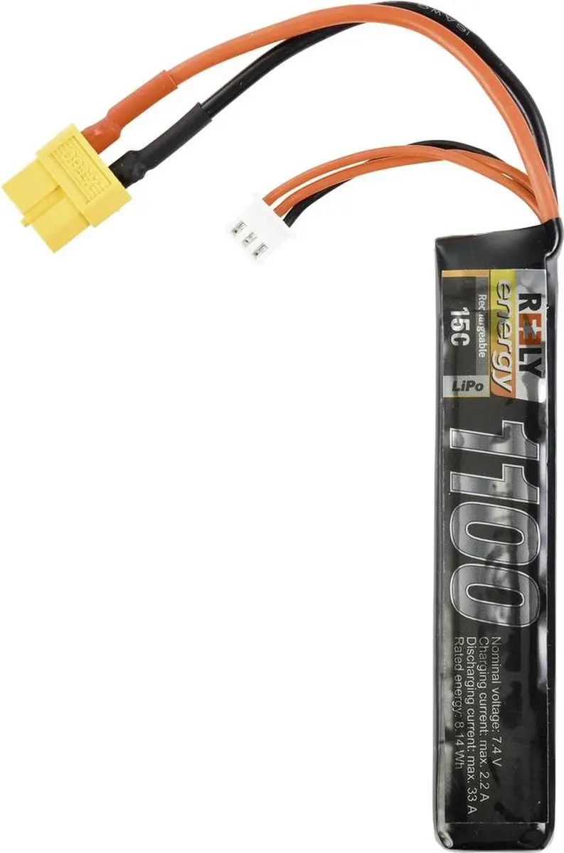 Reely LiPo accupack 7.4V 1100mAh 2S 15C XT60 - afbeelding 4 van 4
