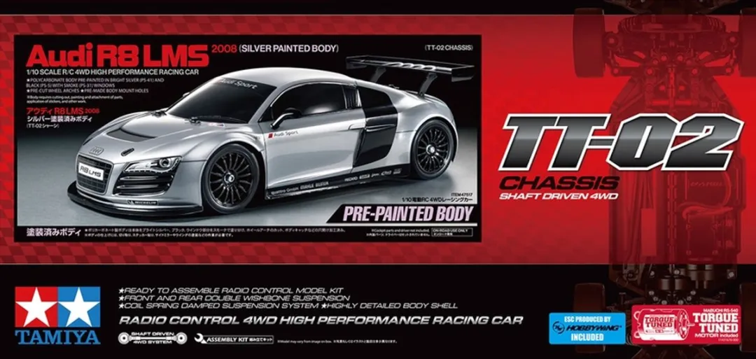 Tamiya Audi R8 LMS 2008 TT02 Modelbouwpakket 1:10