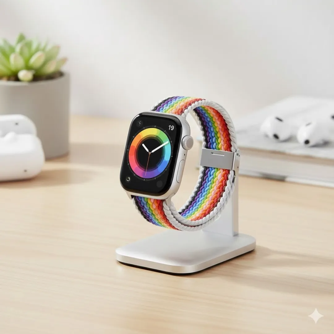 NUVEX Regenboog Nylon Horlogebandje Apple Watch - One Size