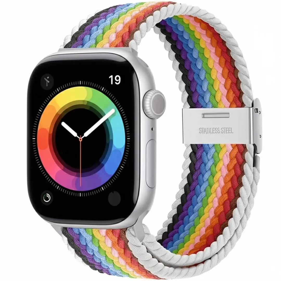 NUVEX Regenboog Nylon Horlogebandje Apple Watch