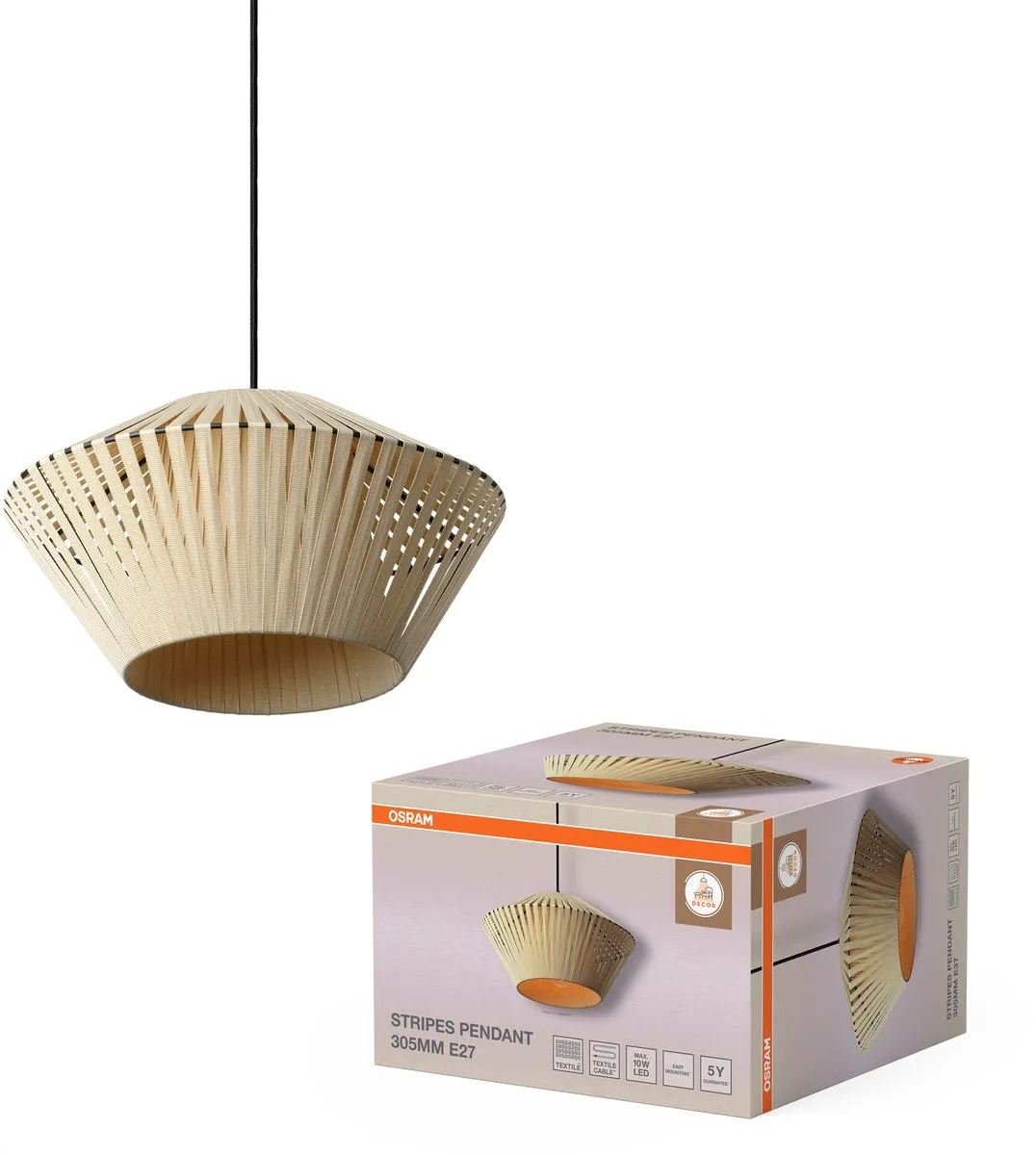 Osram Decor Stripes Hanglamp E27 - 305mm Beige